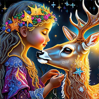 Fawn Girl - Special Shaped Drill Diamond Painting 30*30CM