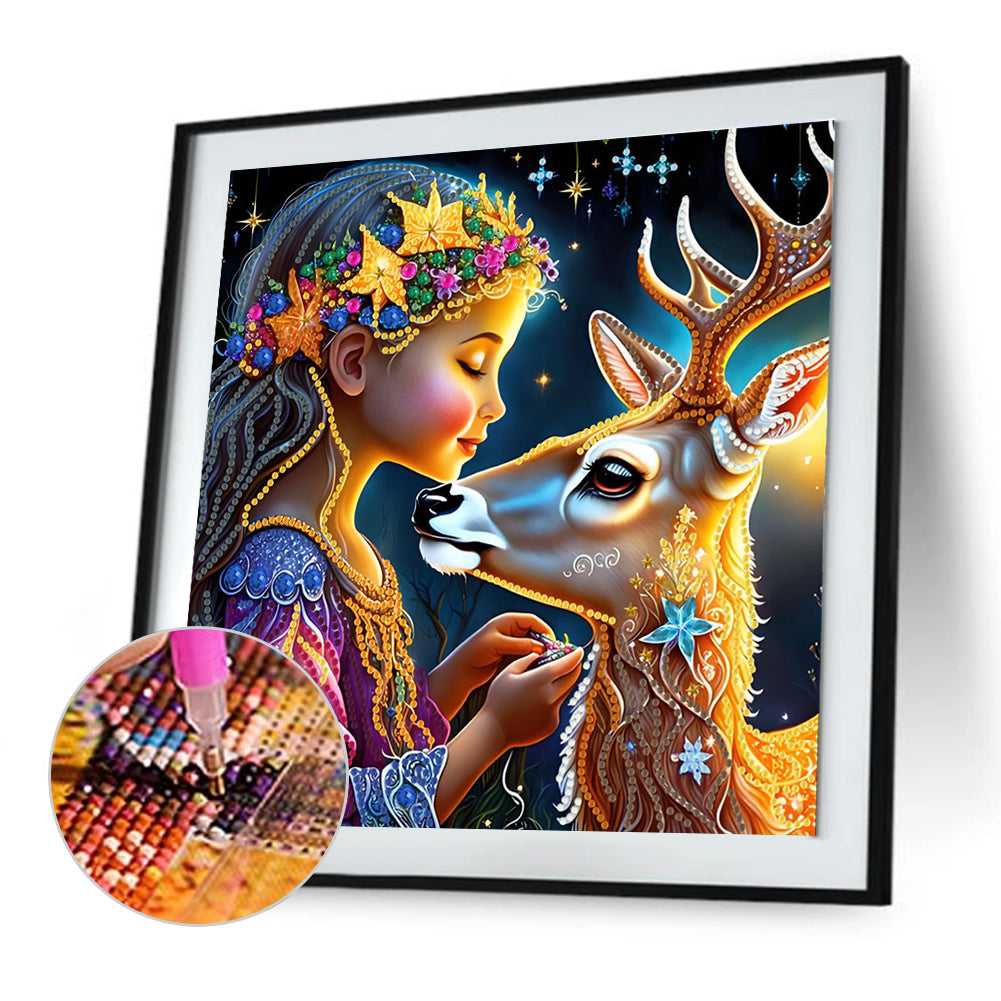 Fawn Girl - Special Shaped Drill Diamond Painting 30*30CM