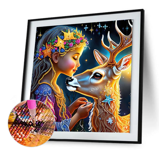 Fawn Girl - Special Shaped Drill Diamond Painting 30*30CM