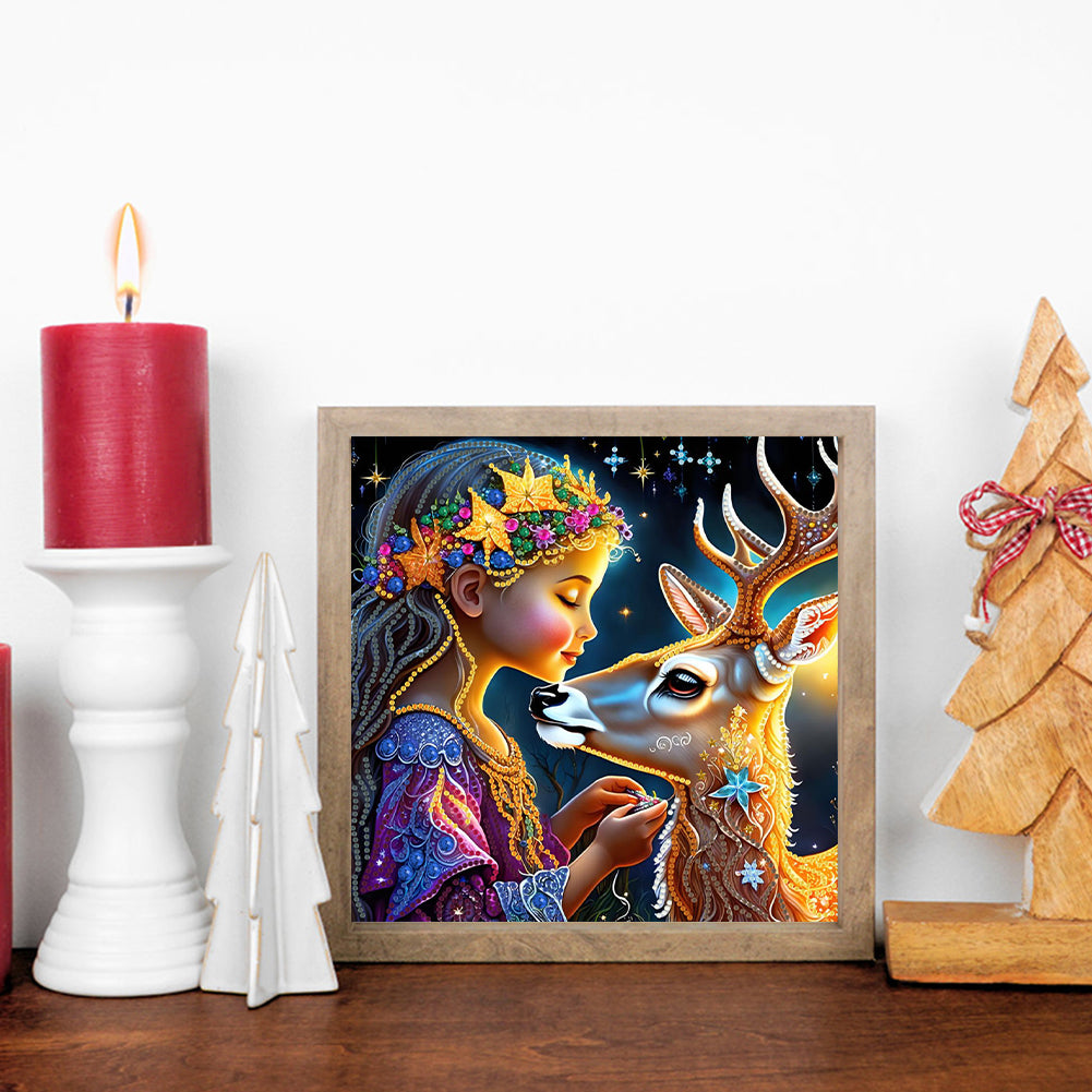 Fawn Girl - Special Shaped Drill Diamond Painting 30*30CM