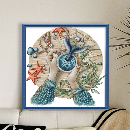 Wonderful World Frame - 14CT Stamped Cross Stitch 34*35CM(Joy Sunday)