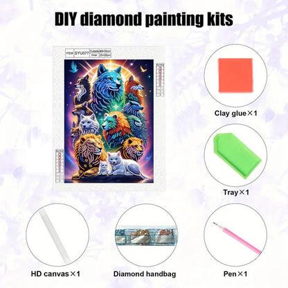 Group Portrait Animal - Special Shaped Drill Diamond Painting 30*40CM