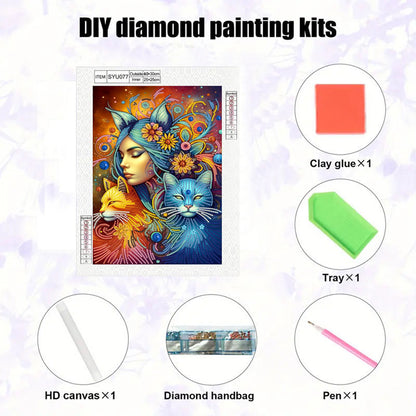 Cat Woman - Special Shaped Drill Diamond Painting 30*40CM