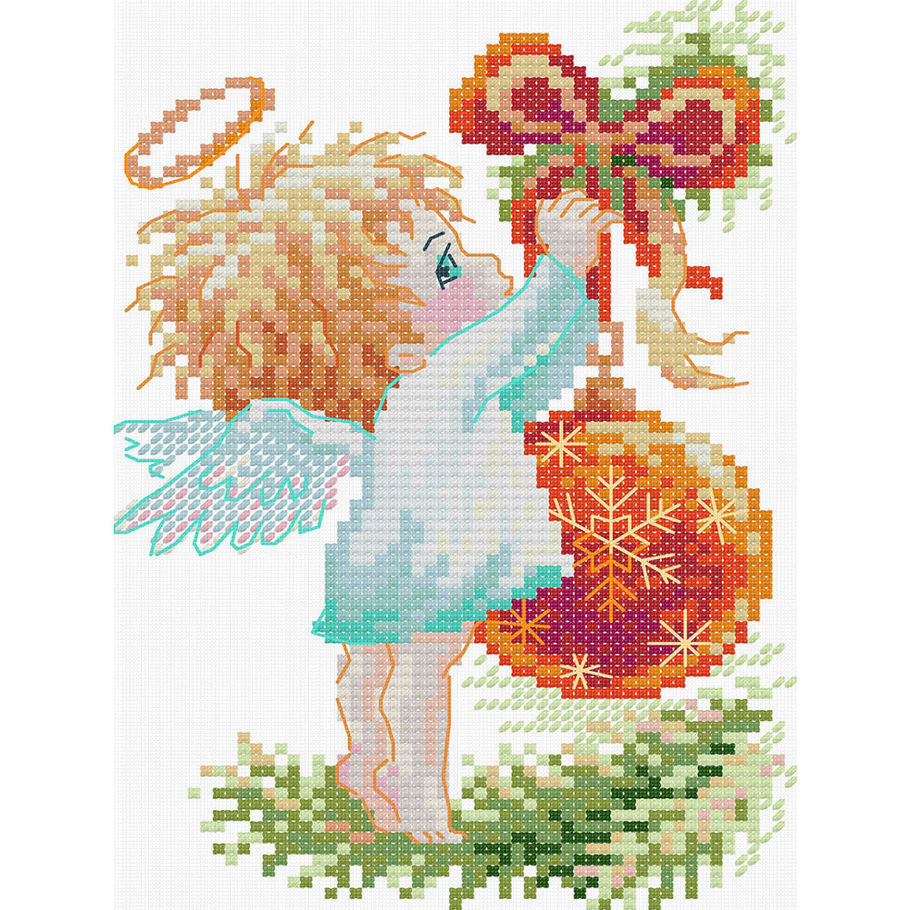 Christmas Angel - 14CT Stamped Cross Stitch 15*20CM(Joy Sunday)