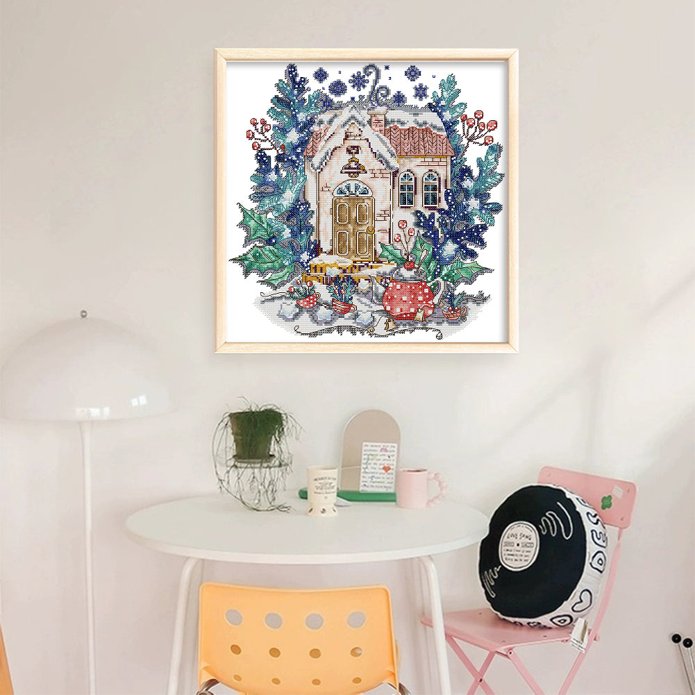 Winter Teapot - 14CT Stamped Cross Stitch 33*33CM(Joy Sunday)