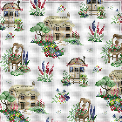 Country Cottage Frame - 14CT Stamped Cross Stitch 33*33CM(Joy Sunday)