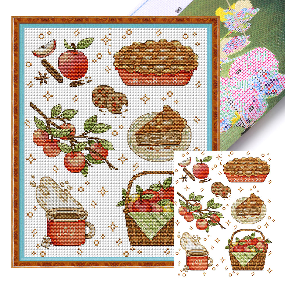 Apples And Food - 14CT Stamped Cross Stitch 31*37CM(Joy Sunday)