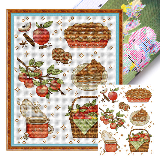 Apples And Food - 14CT Stamped Cross Stitch 31*37CM(Joy Sunday)