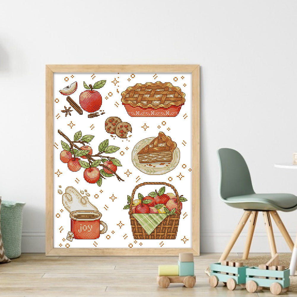 Apples And Food - 14CT Stamped Cross Stitch 31*37CM(Joy Sunday)