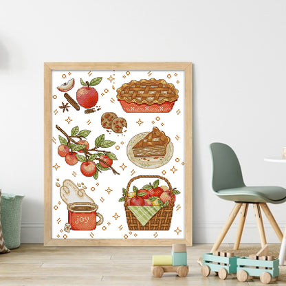 Apples And Food - 14CT Stamped Cross Stitch 31*37CM(Joy Sunday)