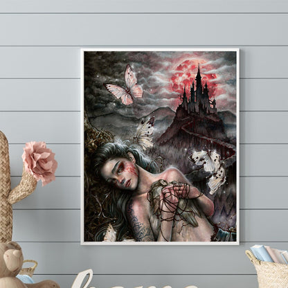 Horror Girl - Full Round Drill Diamond Painting 40*50CM