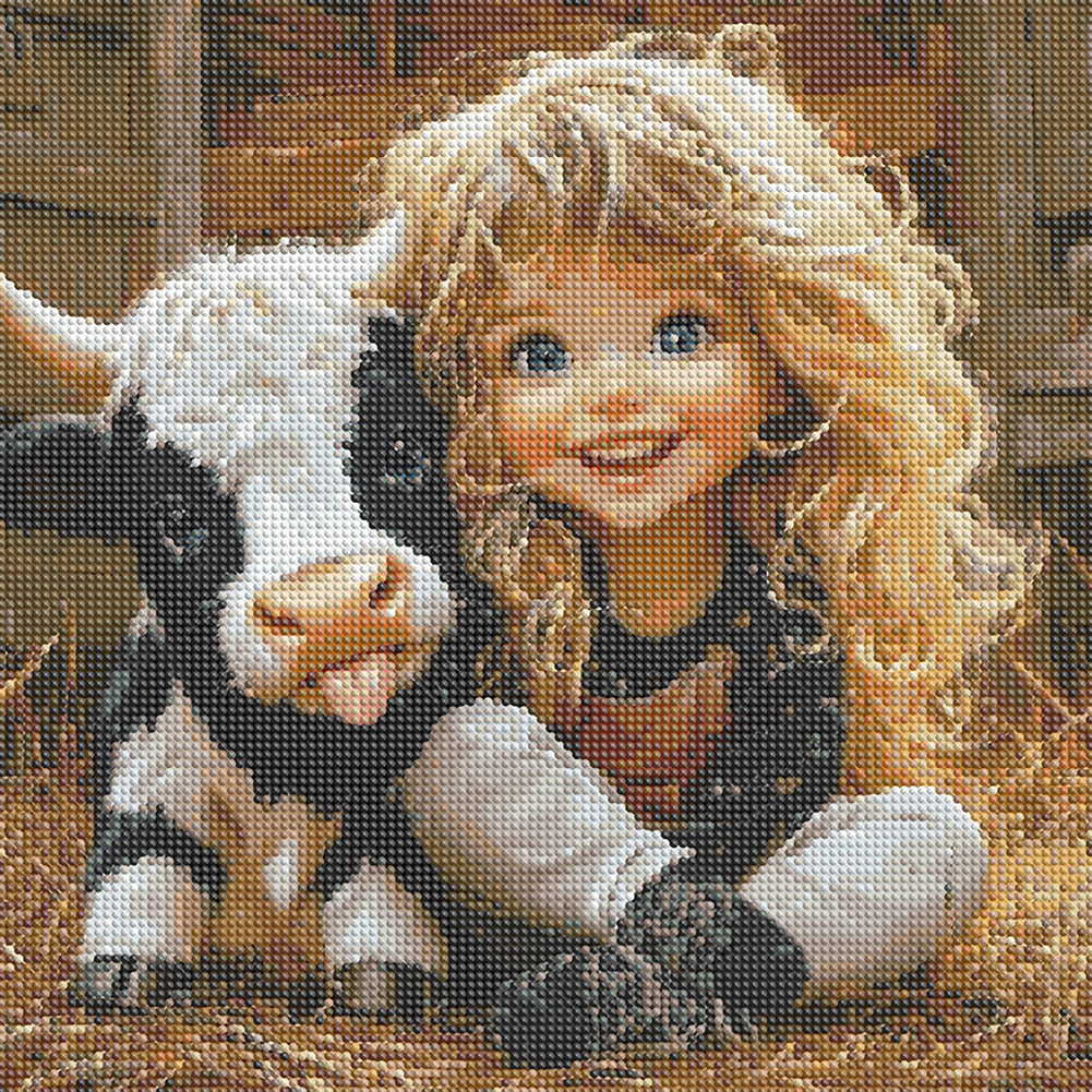 Cute Little Girl - Full Round Drill Diamond Painting 40*40CM