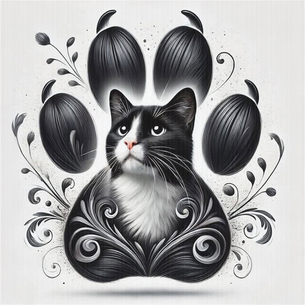 Cat Paw Silhouette - 11CT Stamped Cross Stitch 40*40CM