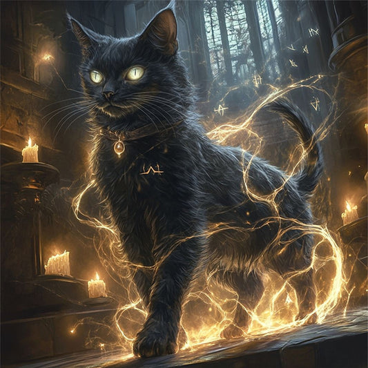 Magic Black Cat - 11CT Stamped Cross Stitch 40*40CM