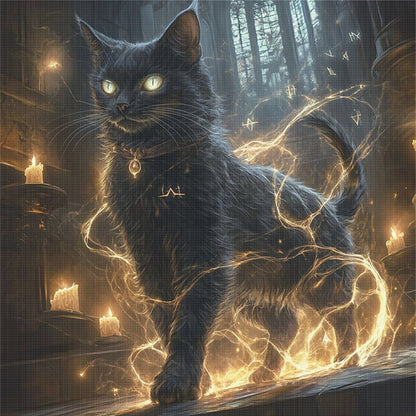 Magic Black Cat - 11CT Stamped Cross Stitch 40*40CM