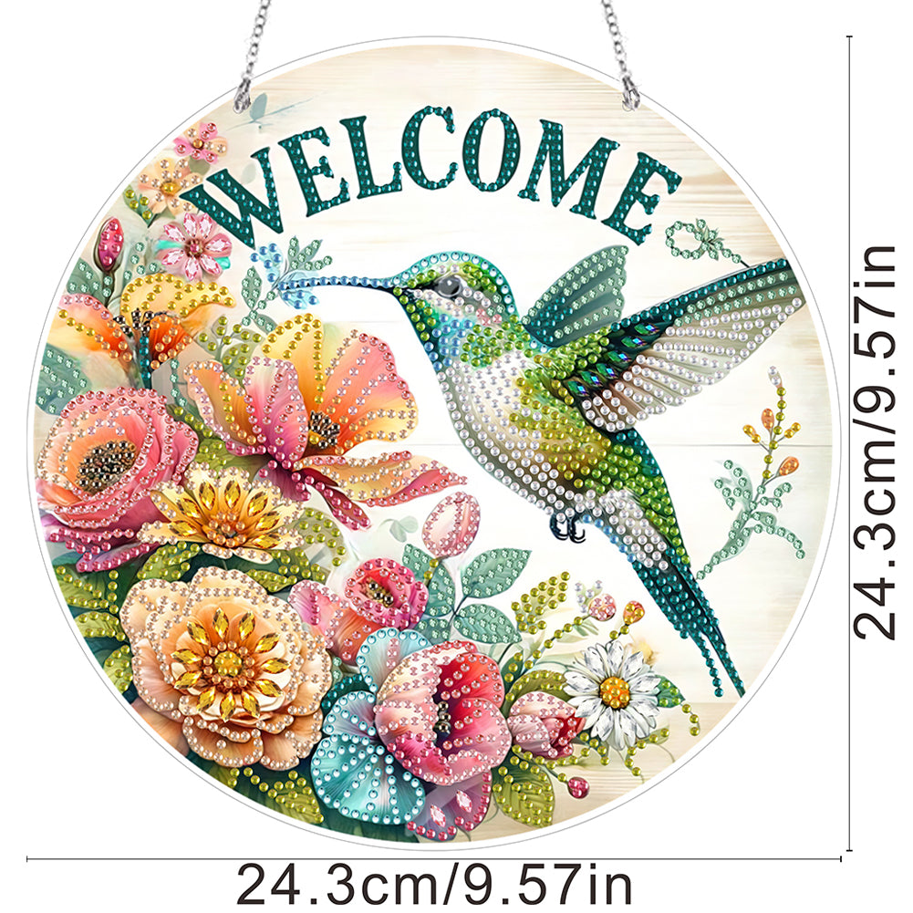 Acrylic 2D Flat DIY Hanging Diamond Art Kits Special Shape Wall Door Decoration