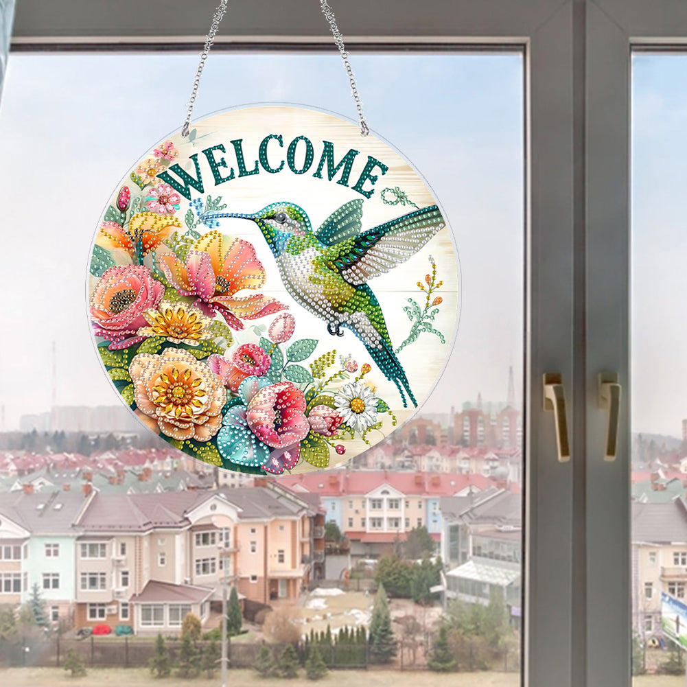 Acrylic 2D Flat DIY Hanging Diamond Art Kits Special Shape Wall Door Decoration