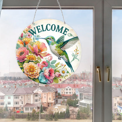 Acrylic 2D Flat DIY Hanging Diamond Art Kits Special Shape Wall Door Decoration
