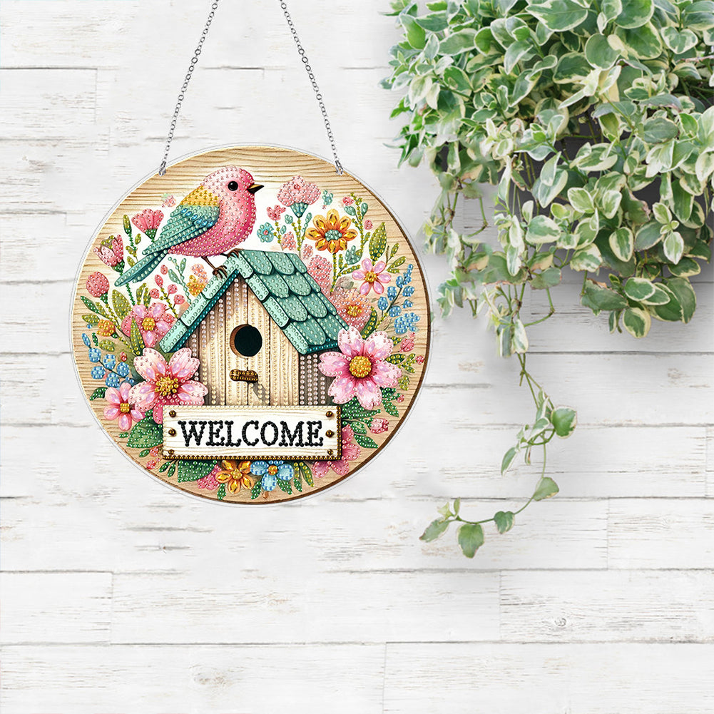 Acrylic 2D Flat DIY Hanging Diamond Art Kits Special Shape Wall Door Decoration