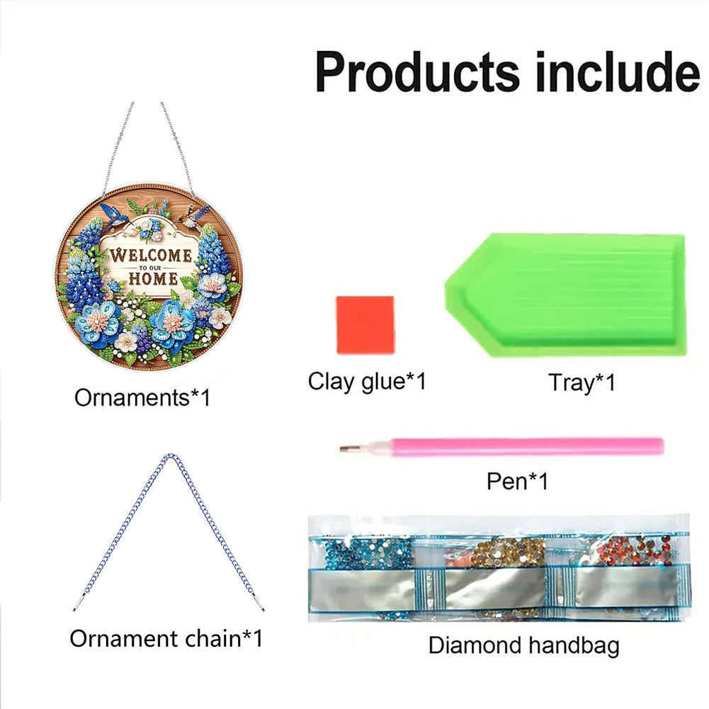Acrylic 2D Flat DIY Hanging Diamond Art Kits Special Shape Wall Door Decoration