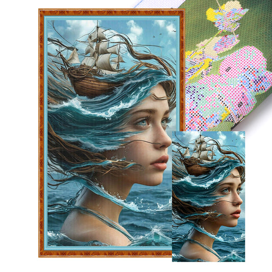 Silhouette Ocean Girl - 11CT Stamped Cross Stitch 40*70CM