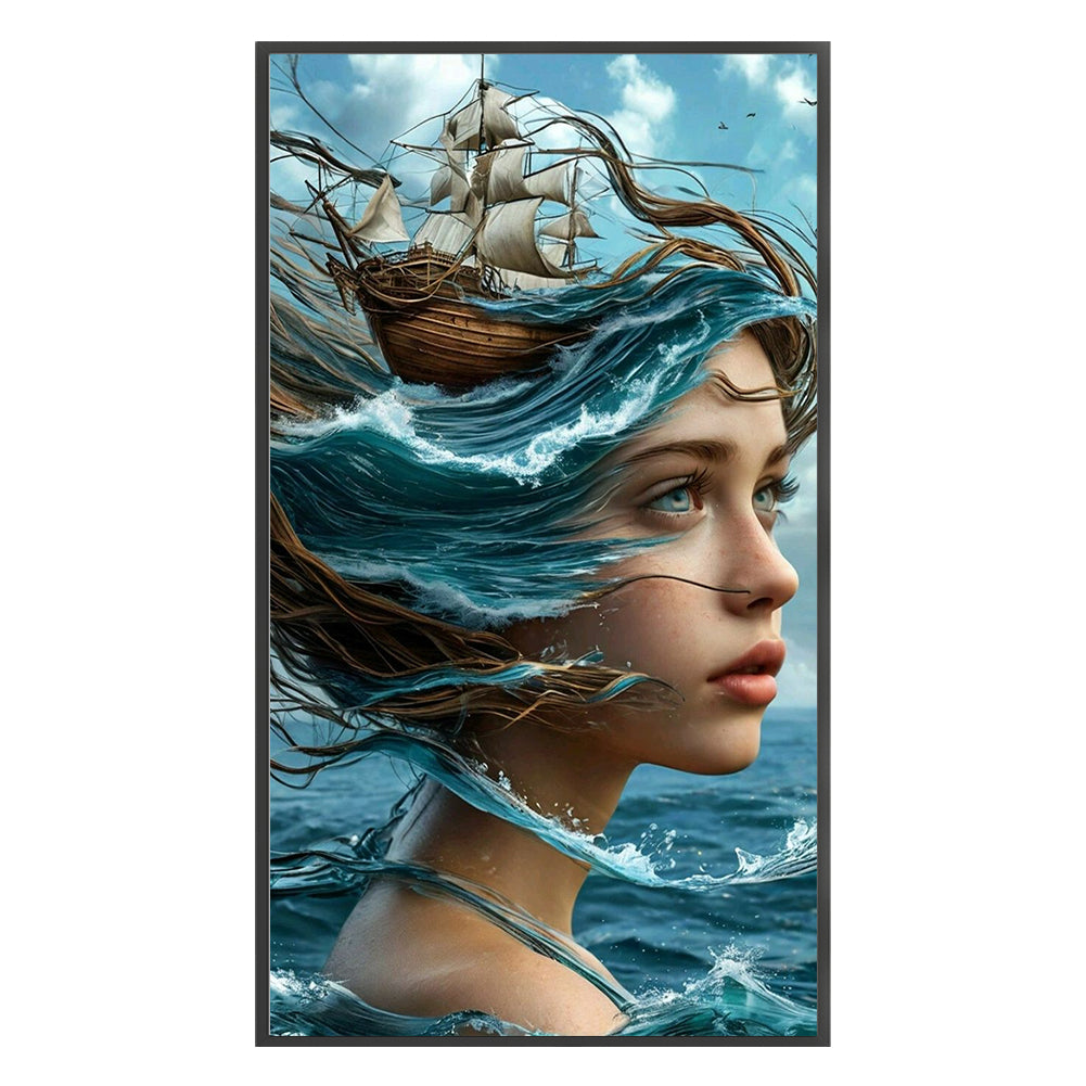 Silhouette Ocean Girl - 11CT Stamped Cross Stitch 40*70CM