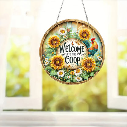 Acrylic 2D Flat DIY Hanging Diamond Art Kits Special Shape Wall Door Decoration