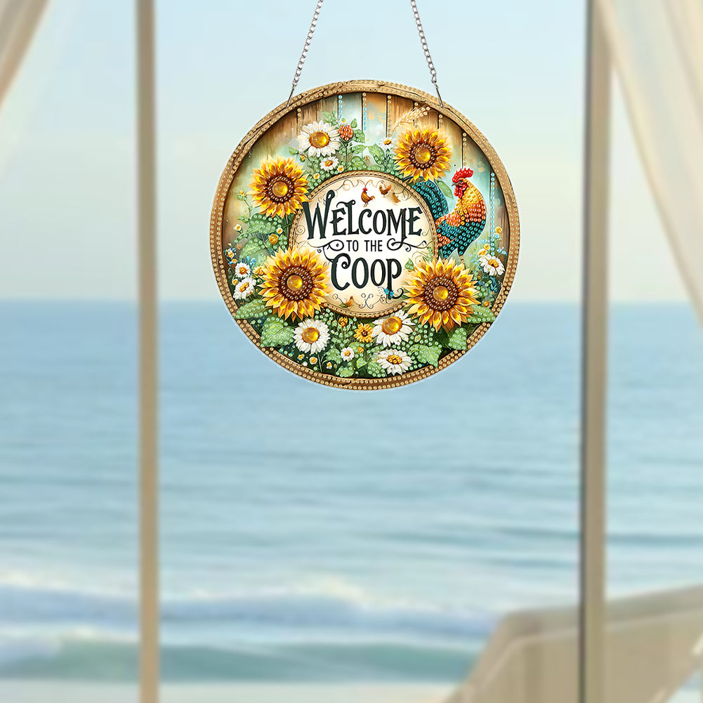 Acrylic 2D Flat DIY Hanging Diamond Art Kits Special Shape Wall Door Decoration