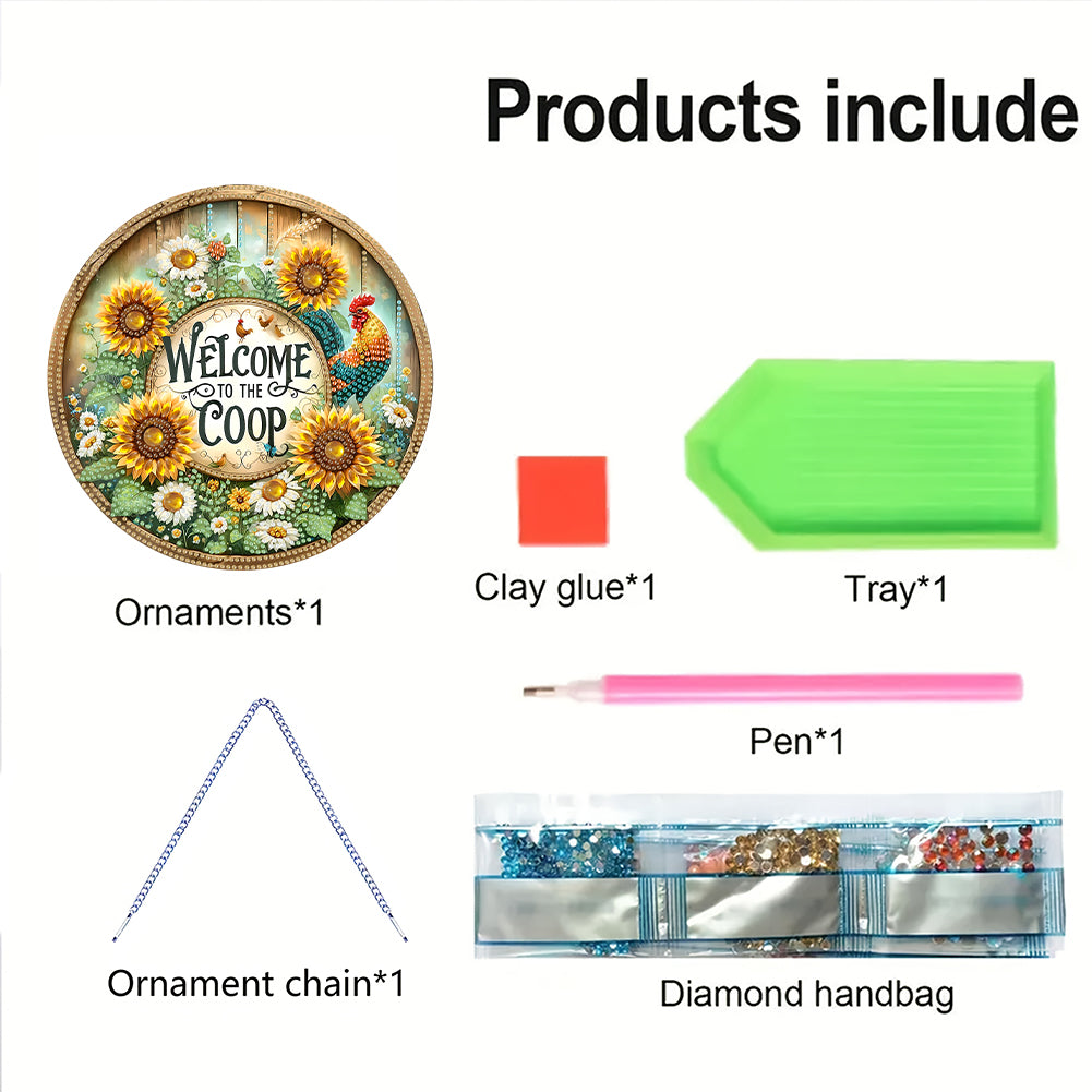 Acrylic 2D Flat DIY Hanging Diamond Art Kits Special Shape Wall Door Decoration