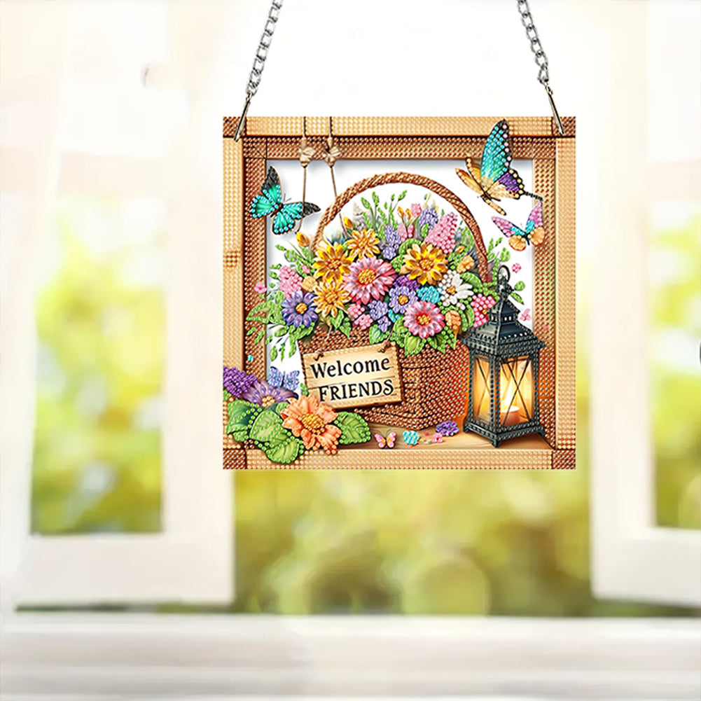 Acrylic 2D Flat DIY Hanging Diamond Art Kits Special Shape Wall Door Decoration