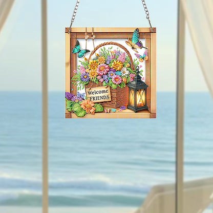 Acrylic 2D Flat DIY Hanging Diamond Art Kits Special Shape Wall Door Decoration