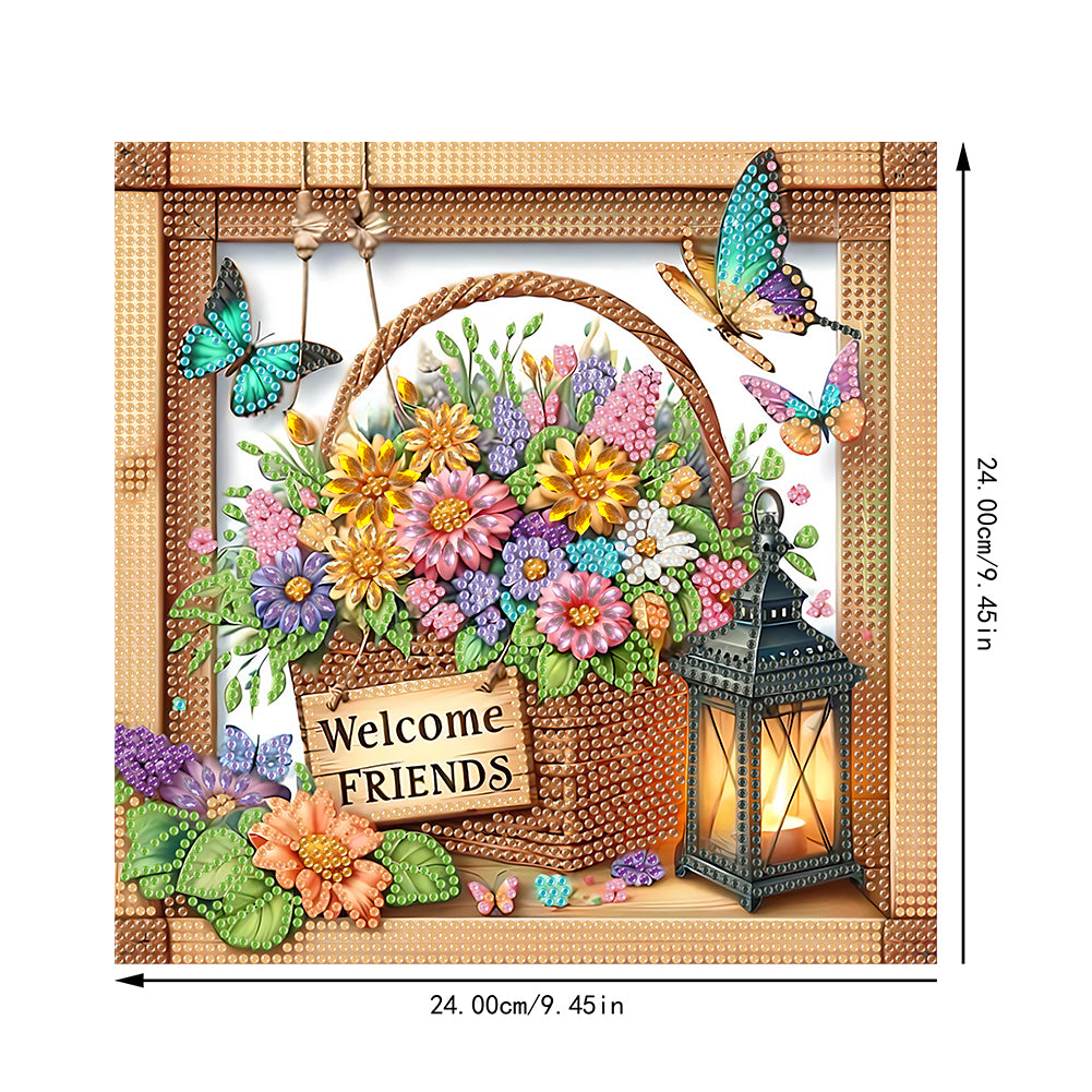 Acrylic 2D Flat DIY Hanging Diamond Art Kits Special Shape Wall Door Decoration