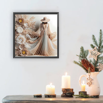 Elegant Lady With Top Hat - Special Shaped Drill Diamond Painting 30*30CM