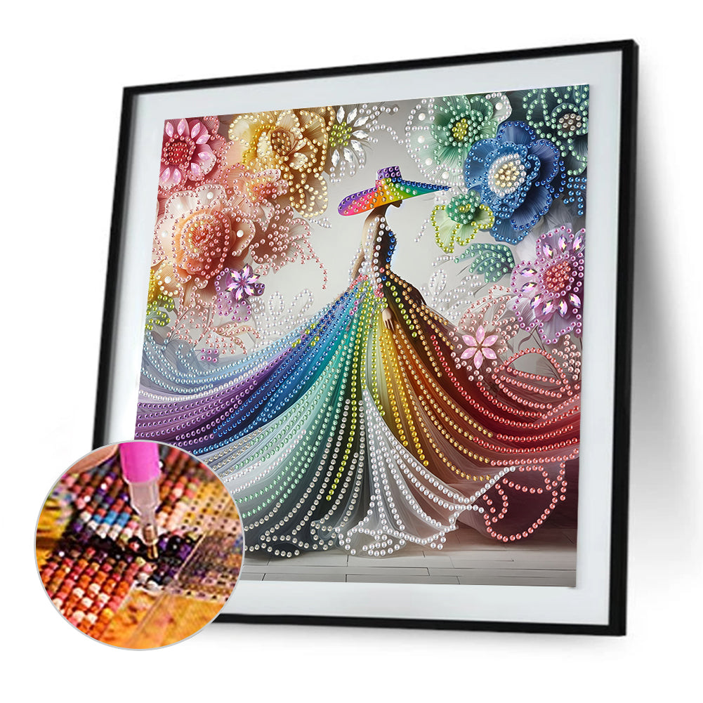 Elegant Lady With Top Hat - Special Shaped Drill Diamond Painting 30*30CM