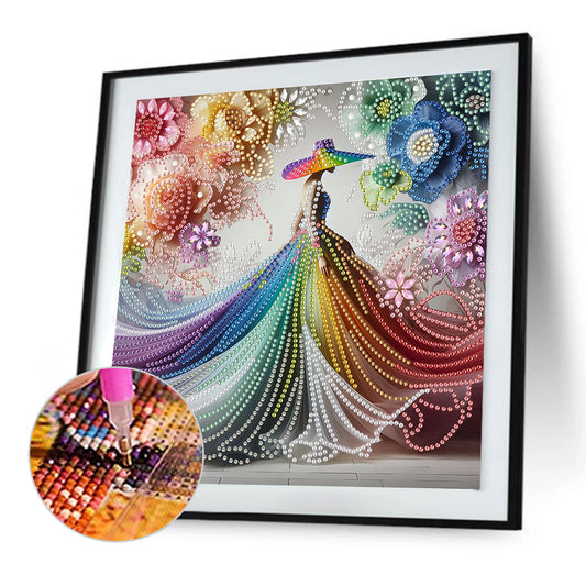 Elegant Lady With Top Hat - Special Shaped Drill Diamond Painting 30*30CM