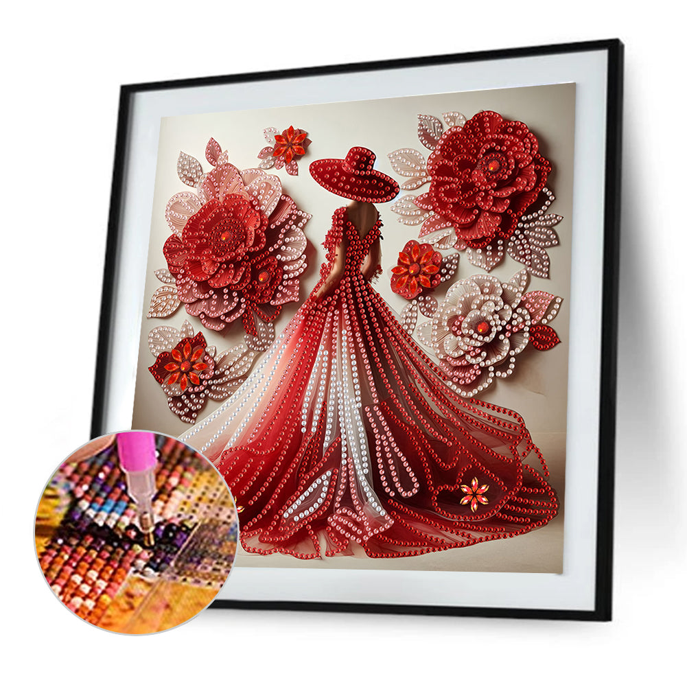 Elegant Lady With Top Hat - Special Shaped Drill Diamond Painting 30*30CM