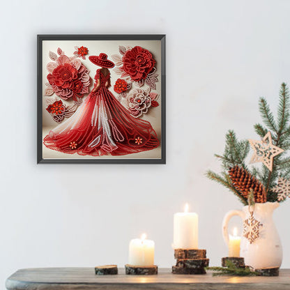 Elegant Lady With Top Hat - Special Shaped Drill Diamond Painting 30*30CM