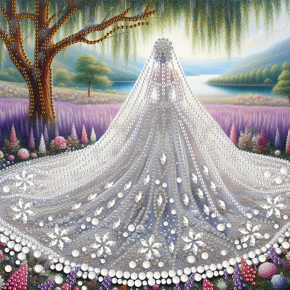 Girl In Wedding Dress - Special Shaped Drill Diamond Painting 30*30CM