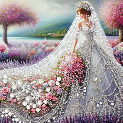 Girl In Wedding Dress - Special Shaped Drill Diamond Painting 30*30CM