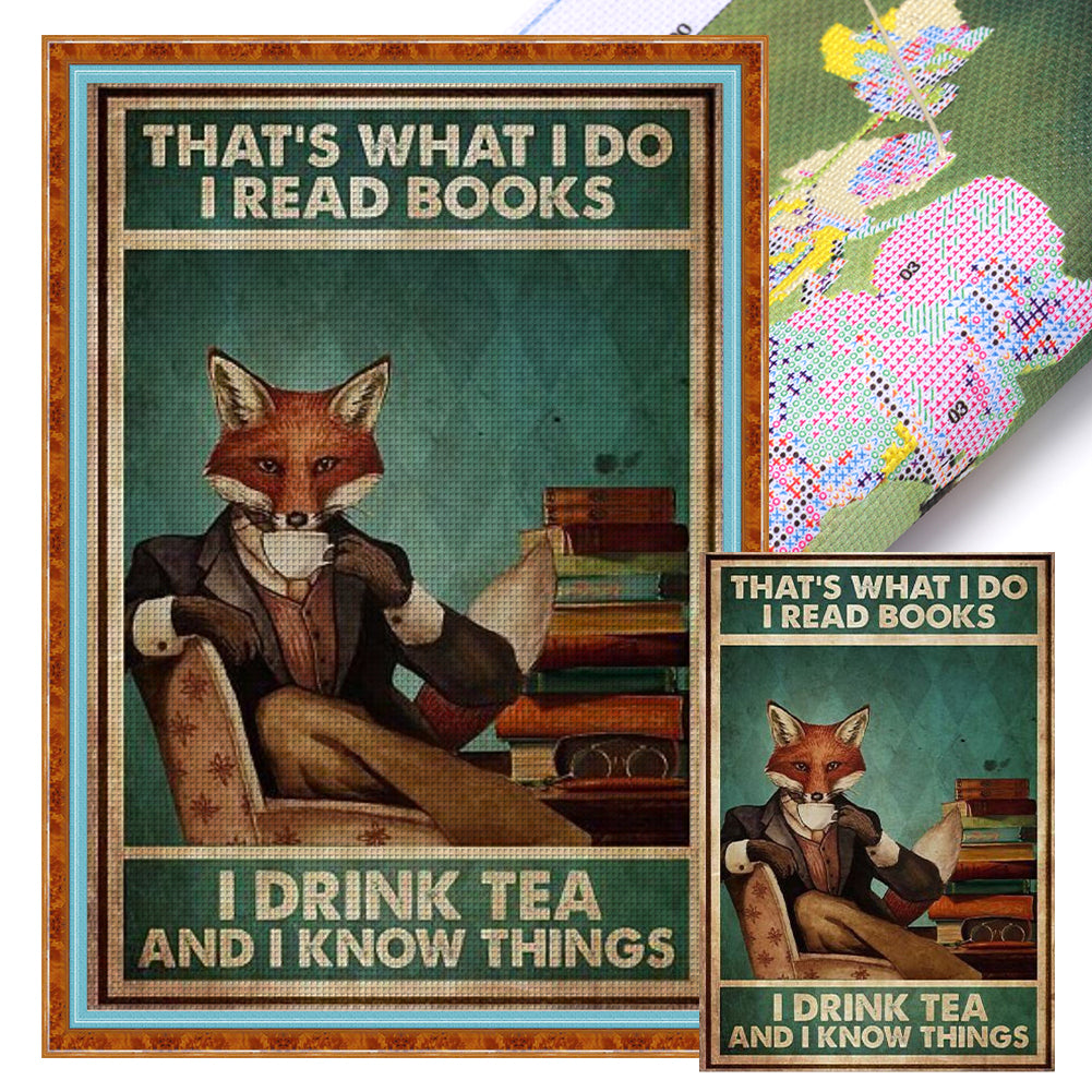 Vintage Poster-Fox Gentleman - 11CT Stamped Cross Stitch 40*60CM