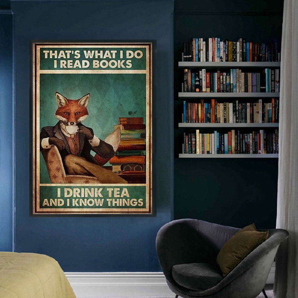 Vintage Poster-Fox Gentleman - 11CT Stamped Cross Stitch 40*60CM