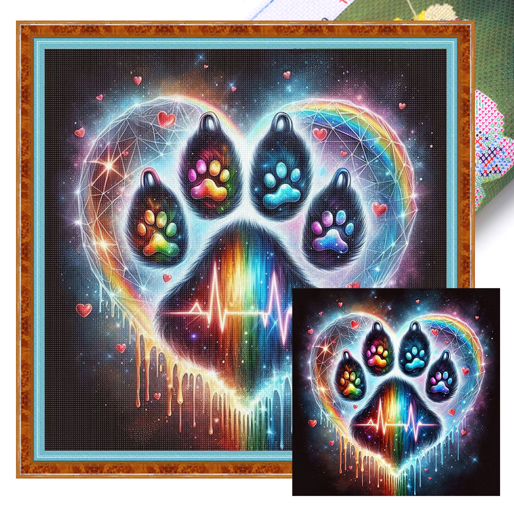 Cat Paw Silhouette - 11CT Stamped Cross Stitch 40*40CM