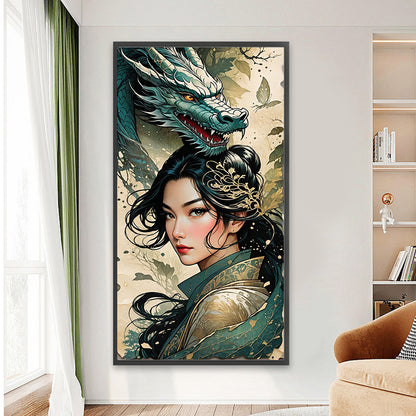 Girl And Dragon - Full Round Drill Diamond Painting 40*75CM