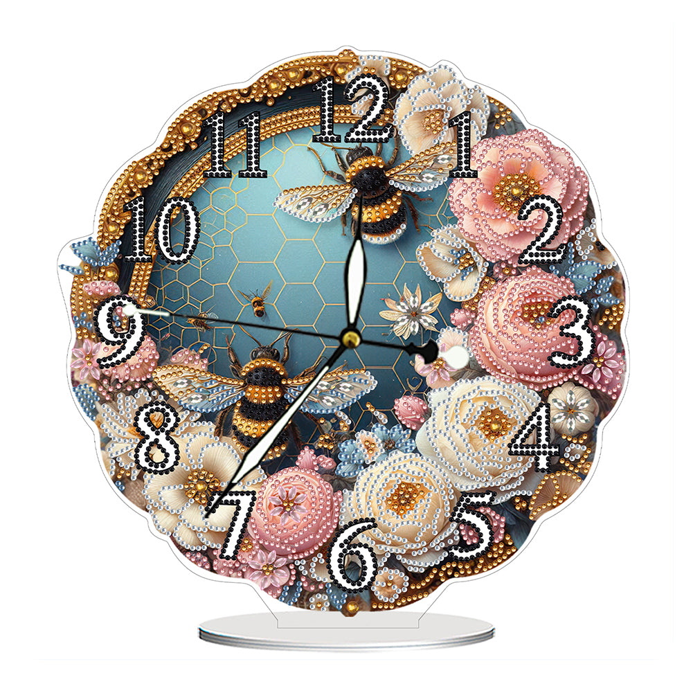 Acrylic Special Shape Flower Bird DIY Crystal Diamond Clock for Adults Beginners