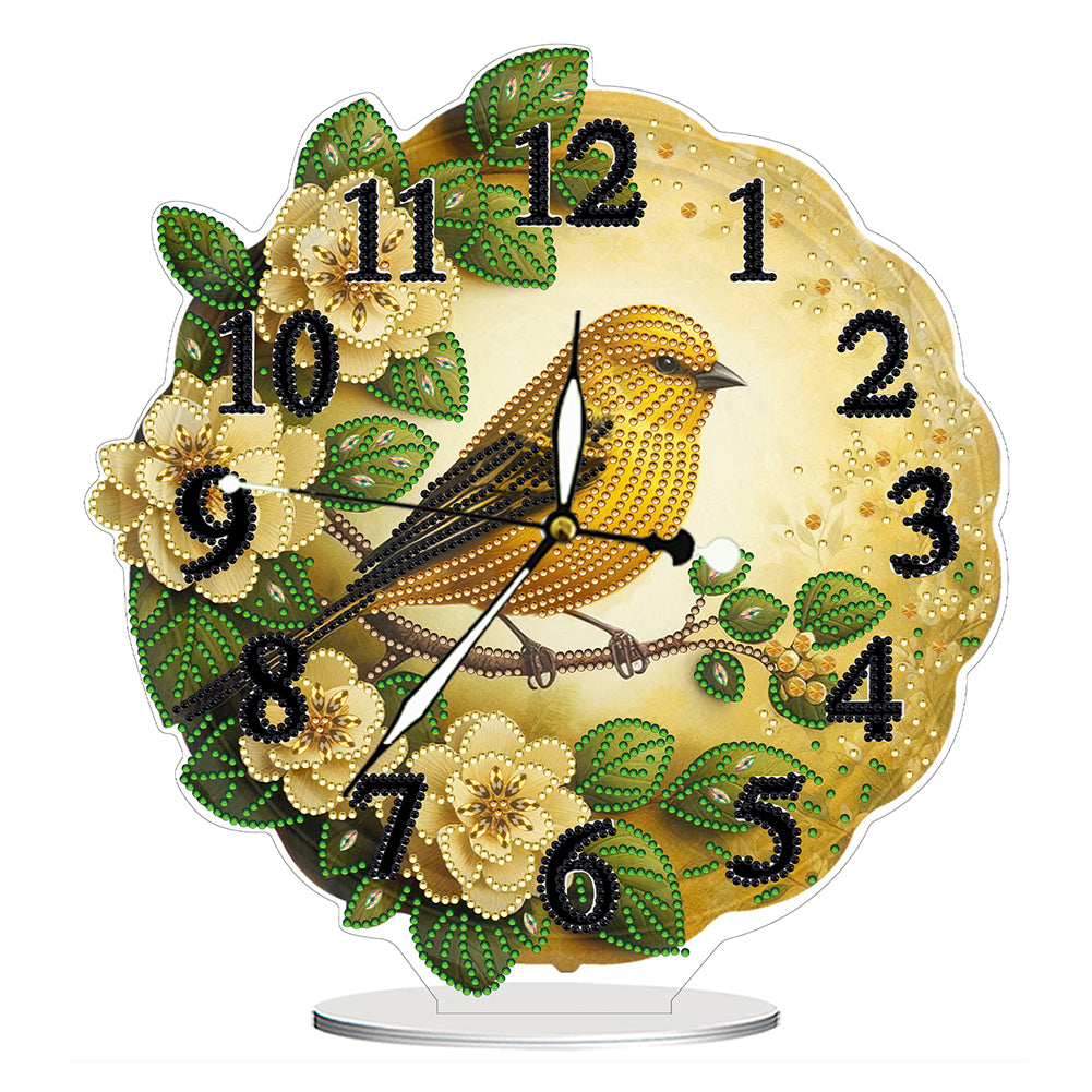 Acrylic Special Shape Flower Bird DIY Crystal Diamond Clock for Adults Beginners