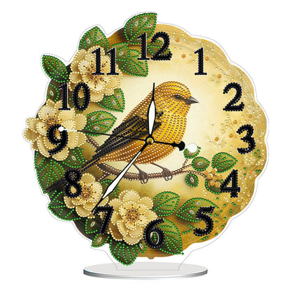 Acrylic Special Shape Flower Bird DIY Crystal Diamond Clock for Adults Beginners