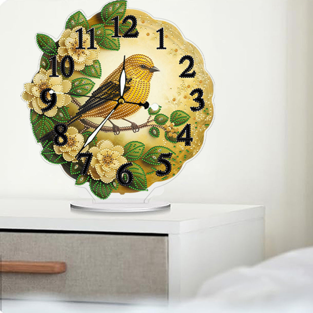 Acrylic Special Shape Flower Bird DIY Crystal Diamond Clock for Adults Beginners