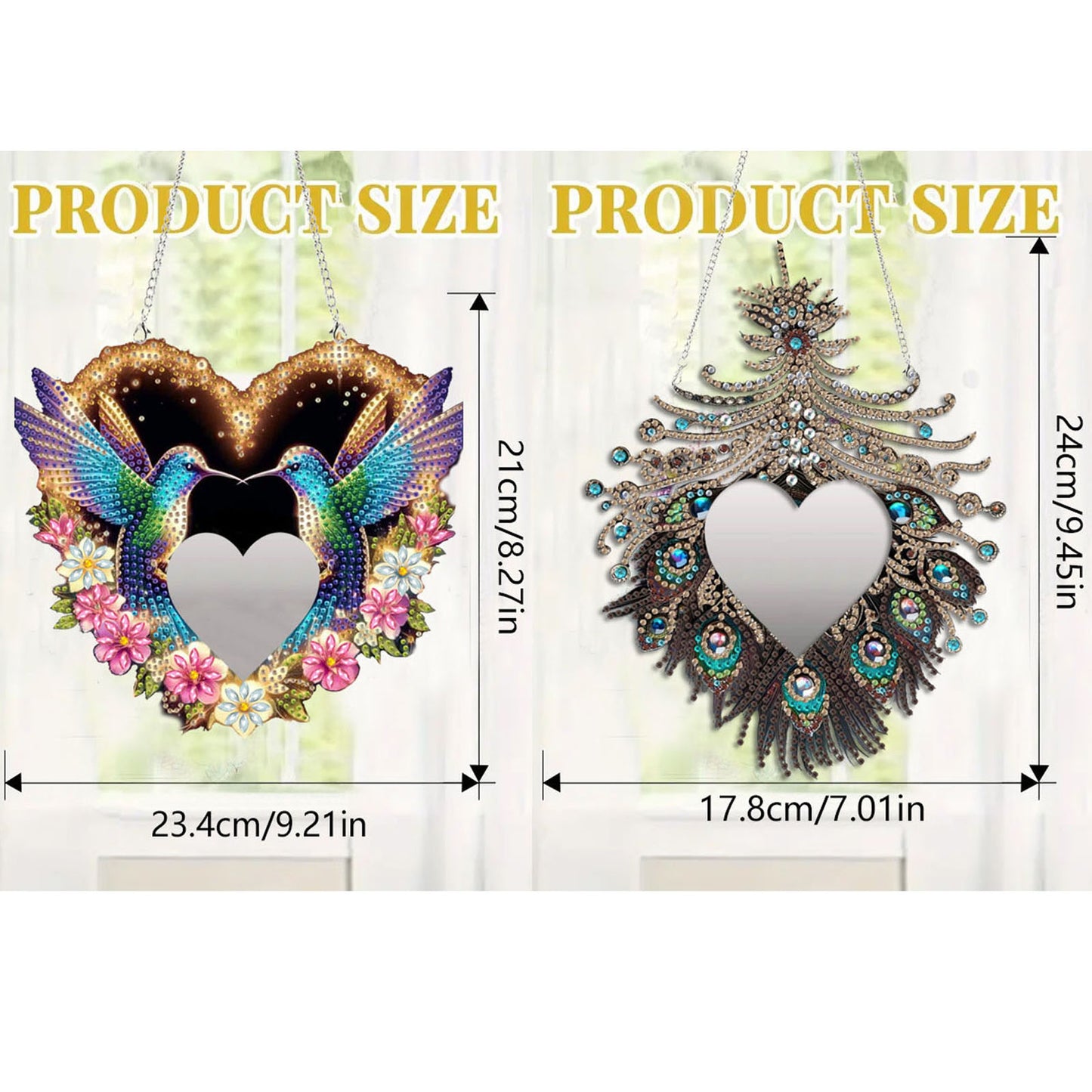 2D Flat DIY Diamond Art Mirror Pendant Diamond Painting Set Wall Door Decoration