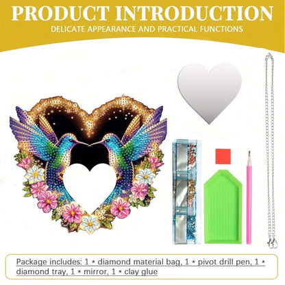 2D Flat DIY Diamond Art Mirror Pendant Diamond Painting Set Wall Door Decoration