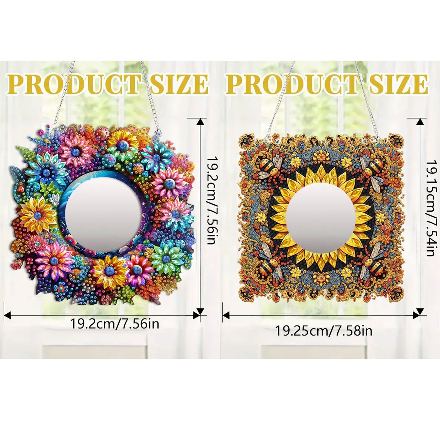 2D Flat DIY Diamond Art Mirror Pendant Diamond Painting Set Wall Door Decoration